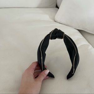 Black leather and zipper headband